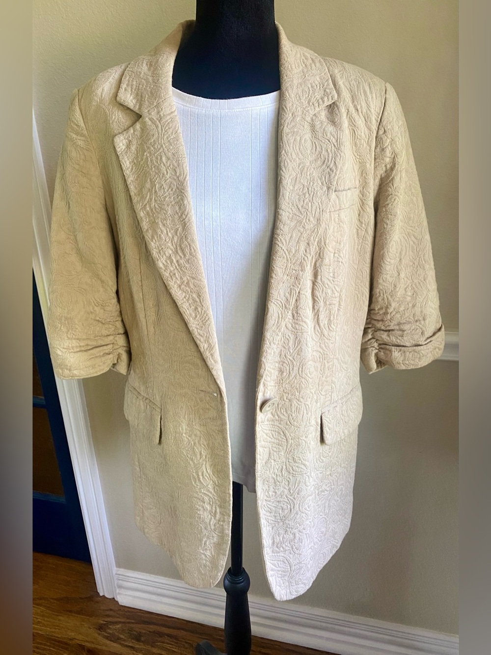 Women's Jacquard Textured Boxy Blazer Jacket